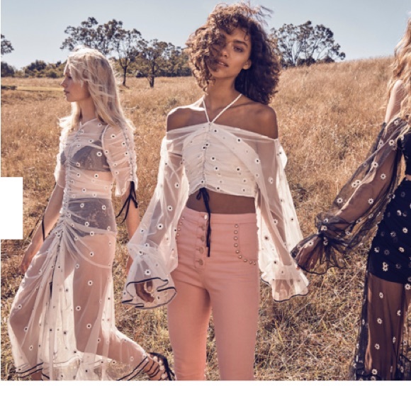 Alice McCall Rose Sugar High sheer ruched lace crop top 0 XS - Picture 2 of 11